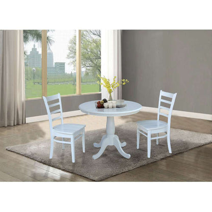 International Concepts (Set of 3 Pcs) - 36in Round Extension Dining Table with 2 Emily Chairs in White Finish - K08-36RXT-C617-2 veiw 3