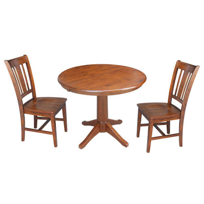 International Concepts (Set of 3 Pcs) - 36in Round Extension Dining Table with 2 RTA Chairs in Espresso Finish - K581-36RXT-27B-C10-2 veiw 1