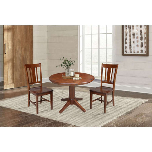 International Concepts (Set of 3 Pcs) - 36in Round Extension Dining Table with 2 RTA Chairs in Espresso Finish - K581-36RXT-27B-C10-2 veiw 2