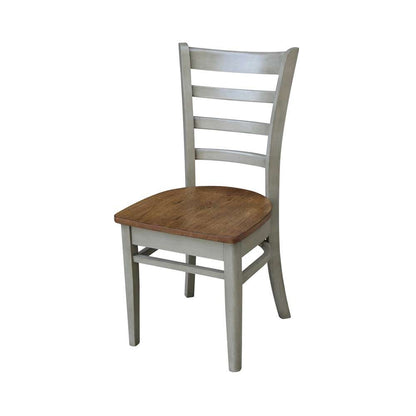 International Concepts (Set of 3 Pcs) - 36in Round Extension Dining Table with 2 RTA Chairs in Hickory/Stone Finish - K41-36RXT-27B-C617-2 veiw 2