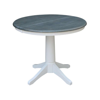 International Concepts (Set of 3 Pcs) - 36in Round Extension Dining Table with 2 RTA Chairs in White/Heather Gray Finish - K05-36RXT-27B-C617-2 veiw 4