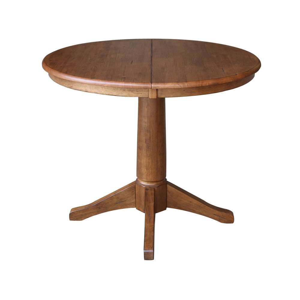 International Concepts (Set of 3 Pcs) - 36in Round Extension Dining Table with 2 X-Back Chairs in Distressed Oak Finish - K42-36RXT-27B-C613-2 veiw 3