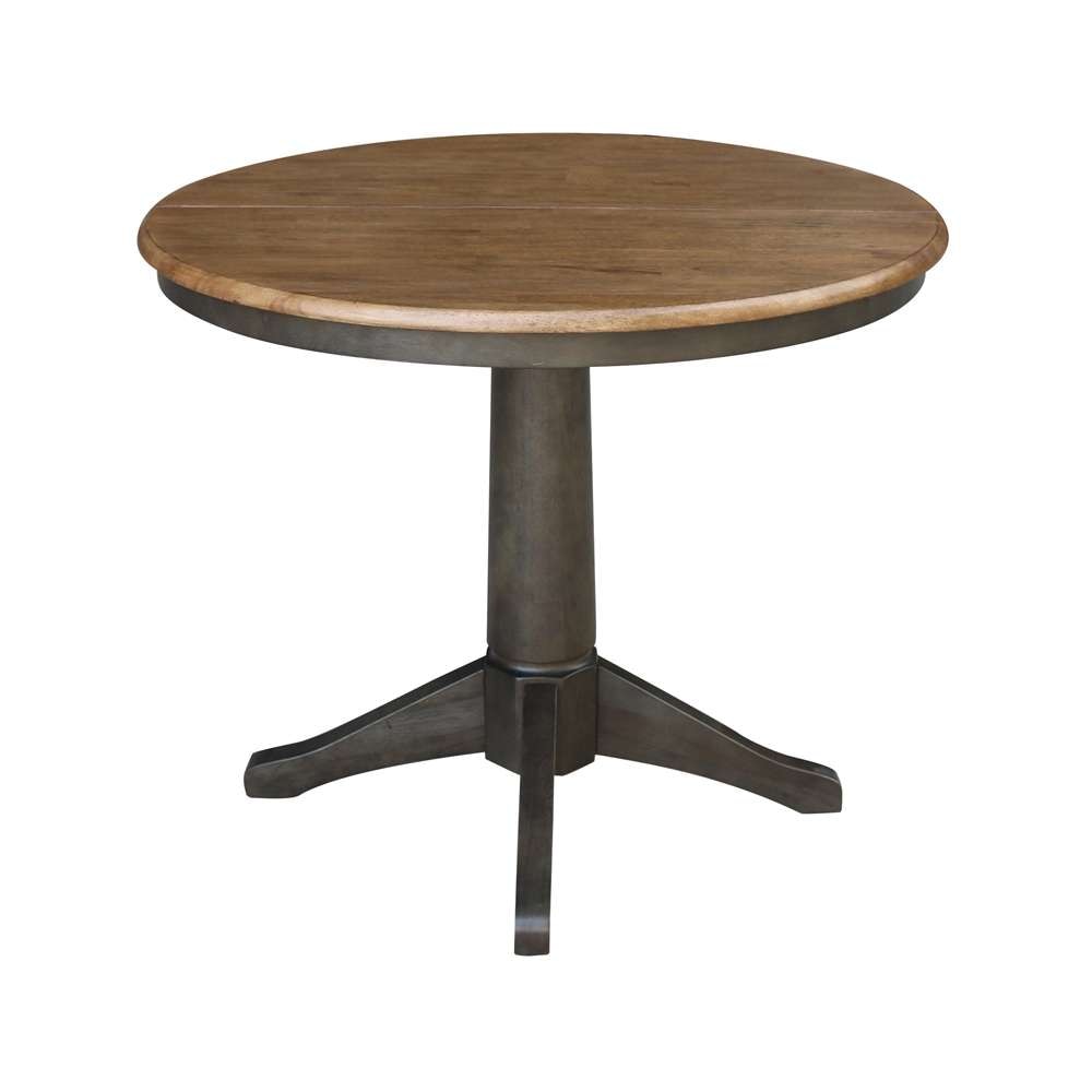 International Concepts (Set of 3 Pcs) - 36in Round Extension Dining Table with 2 X-Back Chairs in Hickory/Washed Coal Finish - K45-36RXT-27B-C613-2 veiw 4