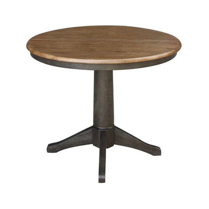 International Concepts (Set of 3 Pcs) - 36in Round Extension Dining Table with 2 X-Back Chairs in Hickory/Washed Coal Finish - K45-36RXT-27B-C613-2 veiw 4