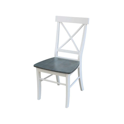 International Concepts (Set of 3 Pcs) - 36in Round Extension Dining Table with 2 X-Back Chairs in White/Heather Gray Finish - K05-36RXT-27B-C613-2 veiw 2