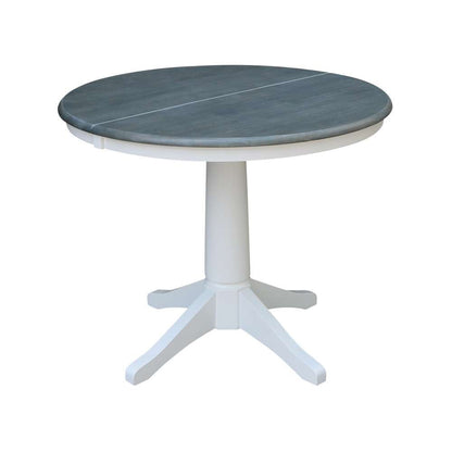 International Concepts (Set of 3 Pcs) - 36in Round Extension Dining Table with 2 X-Back Chairs in White/Heather Gray Finish - K05-36RXT-27B-C613-2 veiw 4