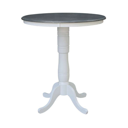 International Concepts (Set of 3 Pcs) - 36in Round Pedestal Bar Height Table with 2 X-Back Bar Height Stools in White/Heather Gray Finish - K05-36RT-6B-S6133-2 veiw 4
