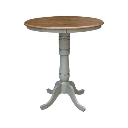 International Concepts (Set of 3 Pcs) - 36in Round Pedestal Bar Height Table with 2 X-Back Bar Height Stools in Hickory/Stone Finish - K41-36RT-6B-S6133-2 veiw 4
