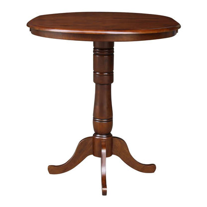International Concepts (Set of 3 Pcs) - 36in Round Top Ped Ext Table Bar Height with 12in Leaf and 2 RTA San Remo Barstools in Espresso Finish - K581-36RXT-6B-2-S103 veiw 4