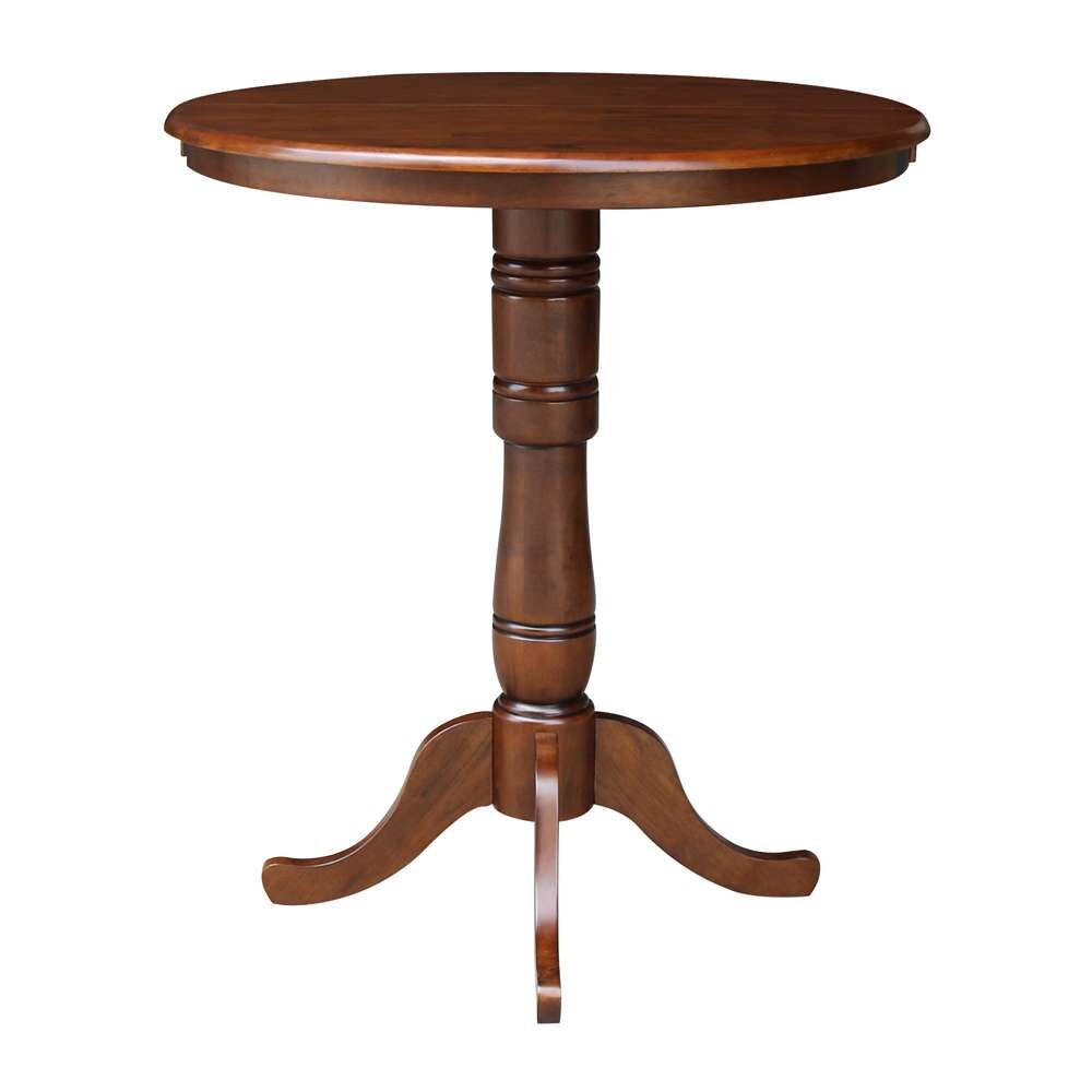 International Concepts (Set of 3 Pcs) - 36in Round Top Ped Ext Table Bar Height with 12in Leaf and 2 RTA San Remo Barstools in Espresso Finish - K581-36RXT-6B-2-S103 veiw 5
