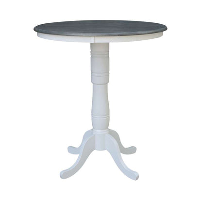 International Concepts (Set of 3 Pcs) - 36in Round Pedestal Gathering Height Table with 2 X-Back Counter Height Stools in White/Heather Gray Finish - K05-36RT-6B-S6132-2 veiw 3