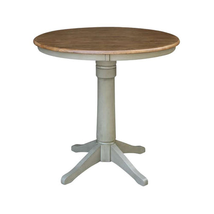International Concepts (Set of 3 Pcs) - 36in Round Pedestal Gathering Height Table with 2 San Remo Counter Height Stools in Hickory/Stone Finish - K41-36RT-27B-S102-2 veiw 4