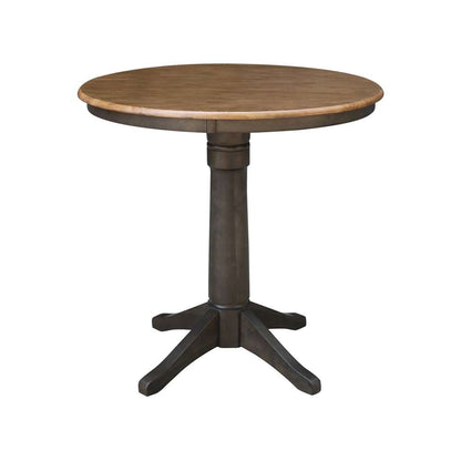 International Concepts (Set of 3 Pcs) - 36in Round Pedestal Gathering Height Table with 2 San Remo Counter Height Stools in Hickory/Washed Coal Finish - K45-36RT-27B-S102-2 veiw 4