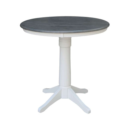 International Concepts (Set of 3 Pcs) - 36in Round Pedestal Gathering Height Table with 2 X-Back Counter Height Stools in White/Heather Gray Finish - K05-36RT-27B-S6132-2 veiw 4