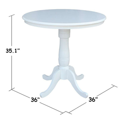International Concepts (Set of 3 Pcs) - 36in Round Pedestal Gathering Height Table with 2 X-Back Counter Height Stools in White Finish - K08-36RT-6B-17 veiw 2