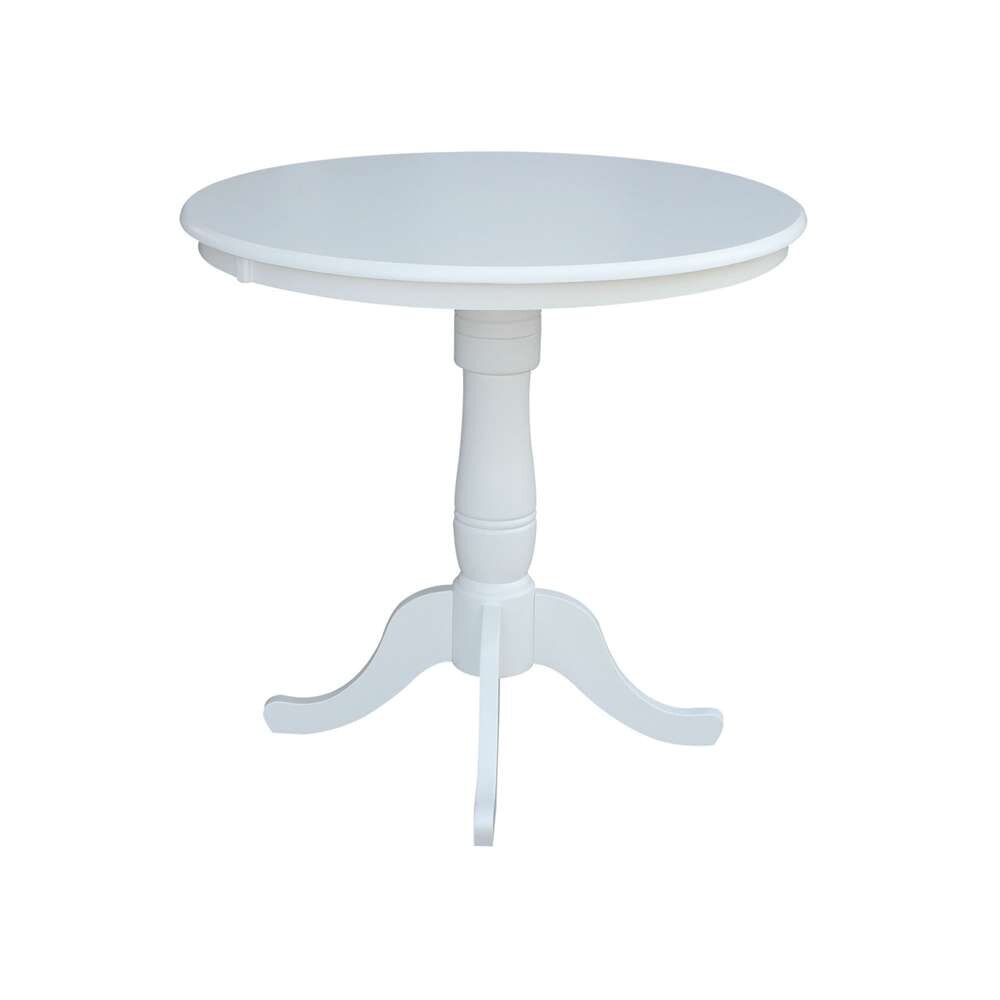 International Concepts (Set of 3 Pcs) - 36in Round Pedestal Gathering Height Table with 2 X-Back Counter Height Stools in White Finish - K08-36RT-6B-17 veiw 3