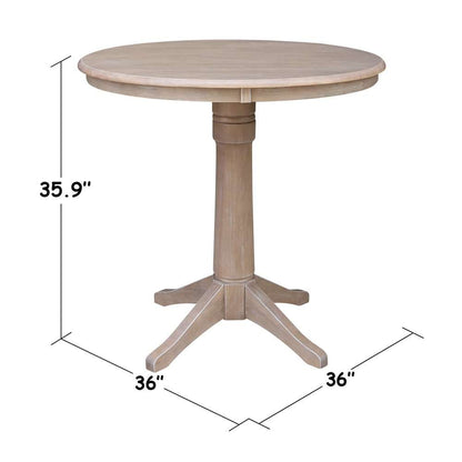 International Concepts (Set of 3 Pcs) - 36in Round Pedestal Bar Height Table with 2 San Remo Bar Height Stools in Washed Gray Taupe Finish - K09-36RT-27B-6B-2-S103-2 veiw 2