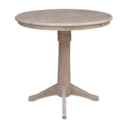 International Concepts (Set of 3 Pcs) - 36in Round Pedestal Bar Height Table with 2 San Remo Bar Height Stools in Washed Gray Taupe Finish - K09-36RT-27B-6B-2-S103-2 veiw 3