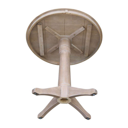 International Concepts (Set of 3 Pcs) - 36in Round Pedestal Bar Height Table with 2 San Remo Bar Height Stools in Washed Gray Taupe Finish - K09-36RT-27B-6B-2-S103-2 veiw 4