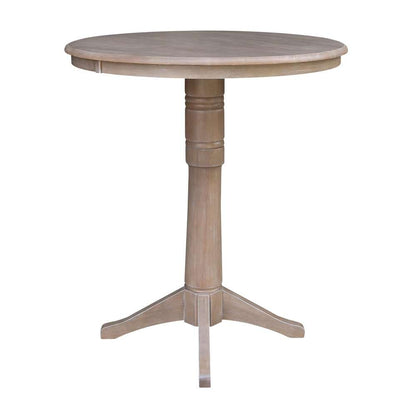 International Concepts (Set of 3 Pcs) - 36in Round Pedestal Bar Height Table with 2 San Remo Bar Height Stools in Washed Gray Taupe Finish - K09-36RT-27B-6B-2-S103-2 veiw 6