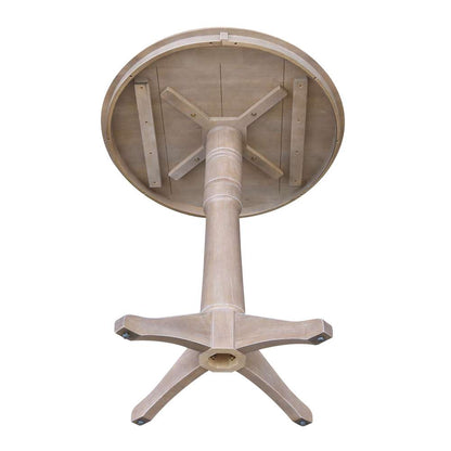 International Concepts (Set of 3 Pcs) - 36in Round Pedestal Bar Height Table with 2 San Remo Bar Height Stools in Washed Gray Taupe Finish - K09-36RT-27B-6B-2-S103-2 veiw 7