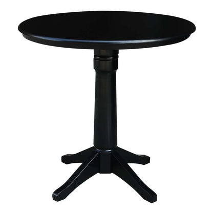 International Concepts (Set of 3 Pcs) - 36in Round Pedestal Gathering Height Table with 2 Counter Height Stools in Black Finish - K46-36RT-27B-S6172-2 veiw 4
