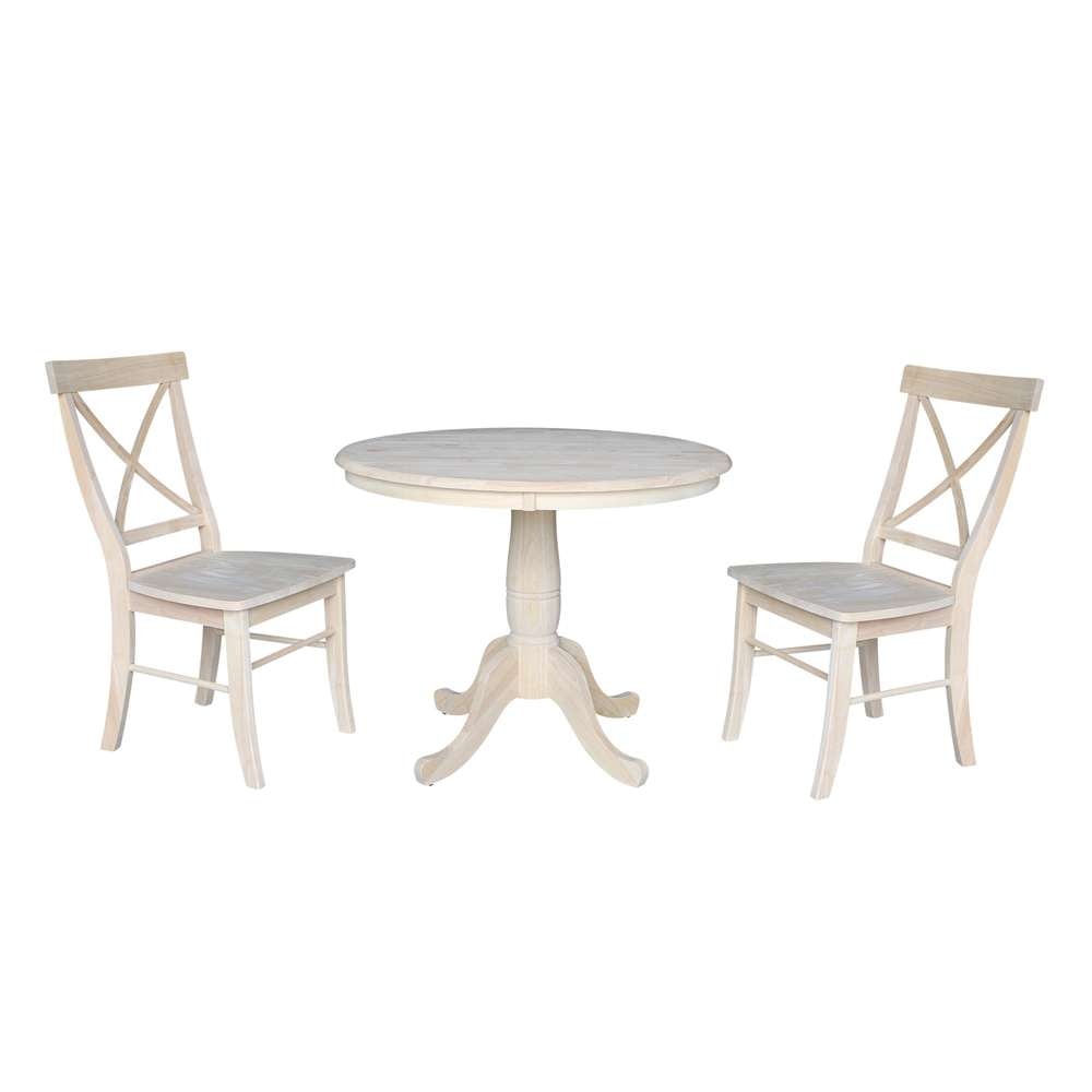 International Concepts (Set of 3 Pcs) - 36in Round Pedestal Table with 2 RTA Chairs - K-36RT-C613-2 veiw 1