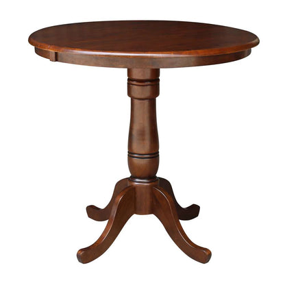 International Concepts (Set of 3 Pcs) - 36in Round Top Ped Ext Table and 2 RTA Counter Height Stools in Espresso Finish - K581-36RXT-S6172-2 veiw 4