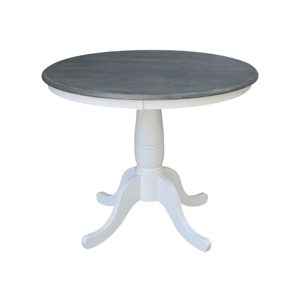 International Concepts (Set of 3 Pcs) -36in Round Top Ped Table with 2 San Remo Chairs in White/Heather Gray Finish - K05-36RT-C10-2 veiw 4