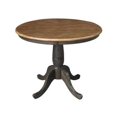 International Concepts (Set of 3 Pcs) -36in Round Top Ped Table with 2 X-Back Chairs in Hickory/Washed Coal Finish - K45-36RT-C613-2 veiw 4