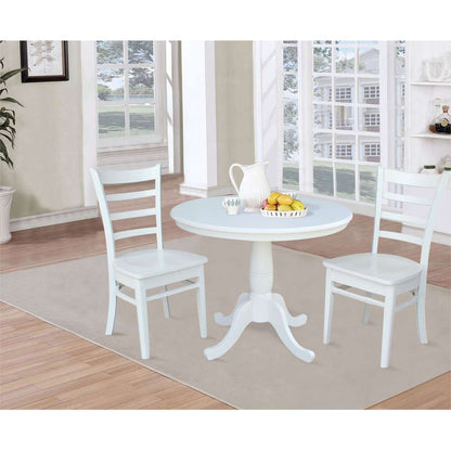 International Concepts (Set of 3 Pcs) -36in Round Top Ped Table with 2 C08-617 Chairs in White Finish - K08-36RT-C617P veiw 2
