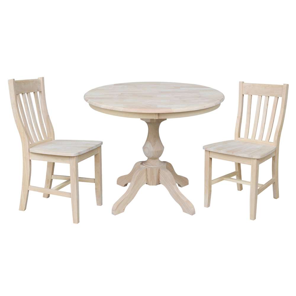International Concepts (Set of 3 Pcs) -36in Round Top Ped Table with 2 Cafe Chairs - K-36RT-11B-C61-2 veiw 1