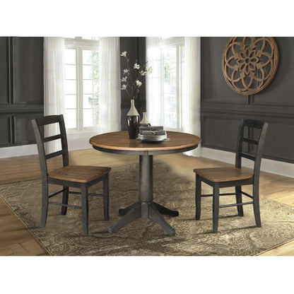 International Concepts (Set of 3 Pcs) -36in Round Top Ped Table with 2 RTA Chairs in Hickory/Washed Coal Finish - K45-36RT-27B-C2-2 veiw 2