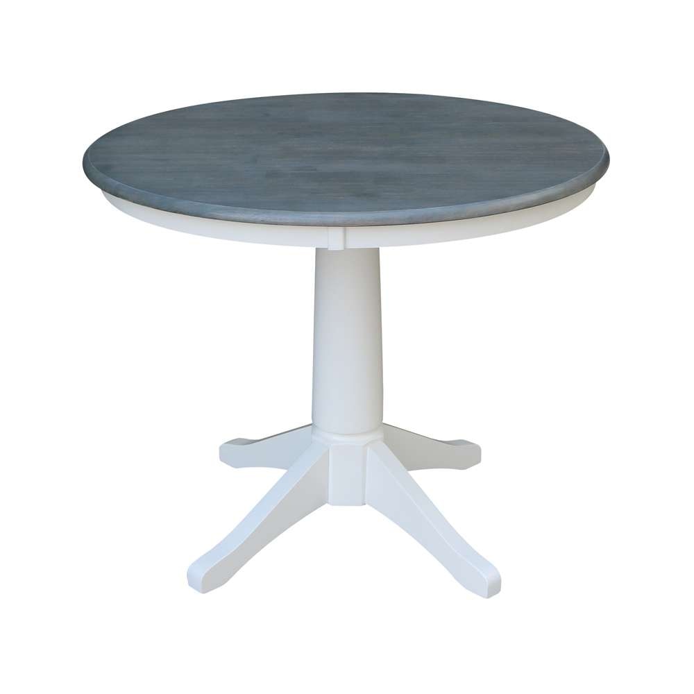 International Concepts (Set of 3 Pcs) -36in Round Top Ped Table with 2 RTA Chairs in White/Heather Gray Finish - K05-36RT-27B-C2-2 veiw 4