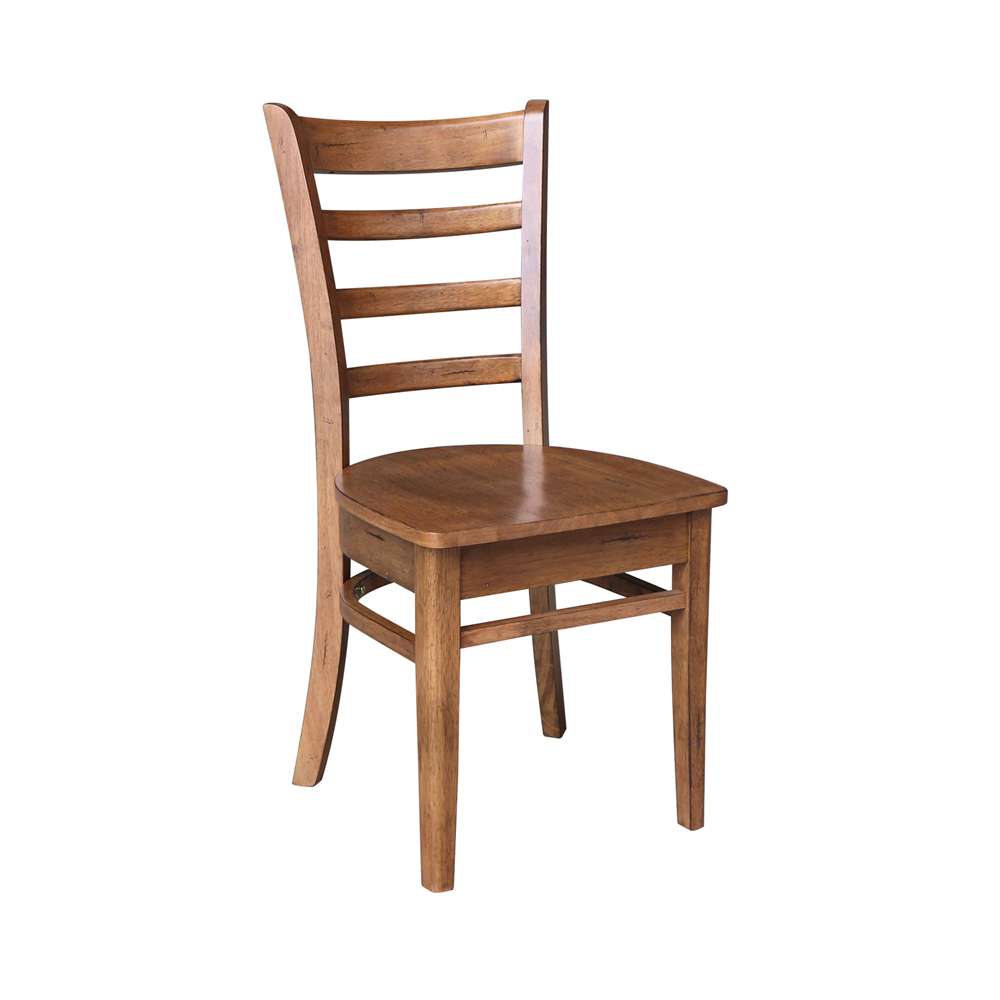 International Concepts (Set of 3 Pcs) -36in Round Top Ped Table with 2 Emily Chairs in Distressed Oak Finish - K42-36RT-27B-C617-2 veiw 2