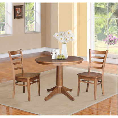 International Concepts (Set of 3 Pcs) -36in Round Top Ped Table with 2 Emily Chairs in Distressed Oak Finish - K42-36RT-27B-C617-2 veiw 3