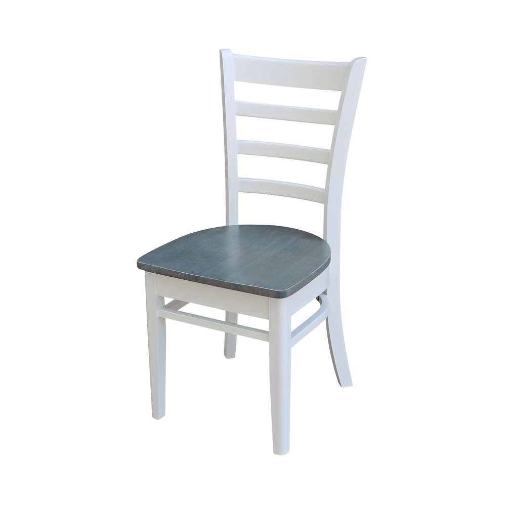 International Concepts (Set of 3 Pcs) -36in Round Top Ped Table with 2 Emily Chairs in White/Heather Gray Finish - K05-36RT-C617P veiw 2
