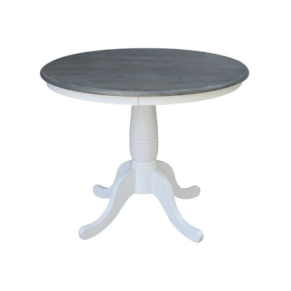 International Concepts (Set of 3 Pcs) -36in Round Top Ped Table with 2 Emily Chairs in White/Heather Gray Finish - K05-36RT-C617P veiw 4