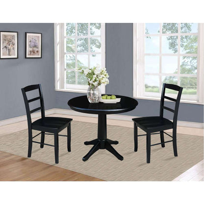 International Concepts (Set of 3 Pcs) -36in Round Top Ped Table with 2 Madrid Chairs in Black Finish - K46-36RT-27B-C2-2 veiw 2