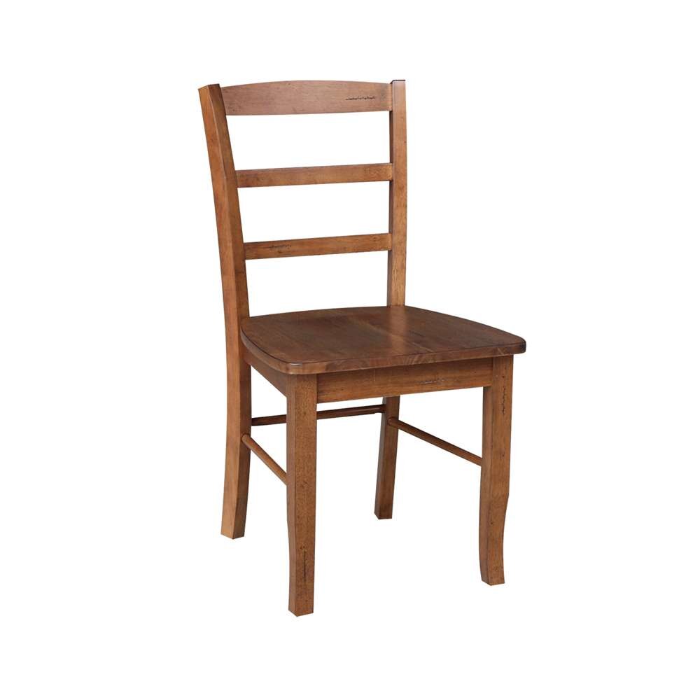 International Concepts (Set of 3 Pcs) -36in Round Top Ped Table with 2 RTA Chairs in Distressed Oak Finish - K42-36RT-C2-2 veiw 2