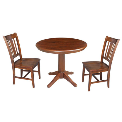 International Concepts (Set of 3 Pcs) -36in Round Top Ped Table with 2 RTA Chairs in Espresso Finish - K581-36RT-27B-C10-2 veiw 1