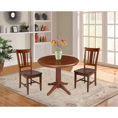 International Concepts (Set of 3 Pcs) -36in Round Top Ped Table with 2 RTA Chairs in Espresso Finish - K581-36RT-27B-C10-2 veiw 2
