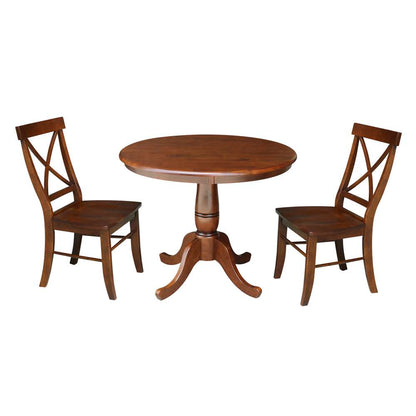International Concepts (Set of 3 Pcs) -36in Round Top Ped Table with 2 RTA Chairs in Espresso Finish - K581-36RT-C613-2 veiw 1