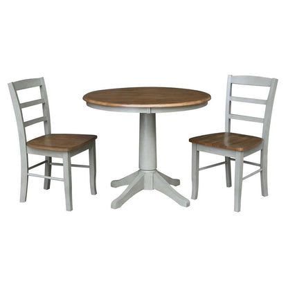 International Concepts (Set of 3 Pcs) -36in Round Top Ped Table with 2 RTA Chairs in Hickory/Stone Finish - K41-36RT-27B-C2-2 veiw 1