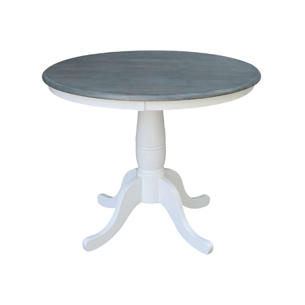 International Concepts (Set of 3 Pcs) -36in Round Top Ped Table with 2 RTA Chairs in White/Heather Gray Finish - K05-36RT-C2-2 veiw 4