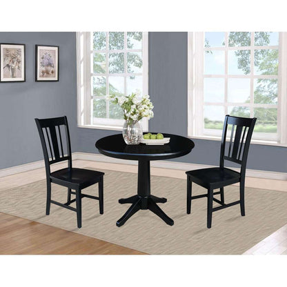 International Concepts (Set of 3 Pcs) -36in Round Top Ped Table with 2 San Remo Chairs in Black Finish - K46-36RT-27B-C10-2 veiw 2