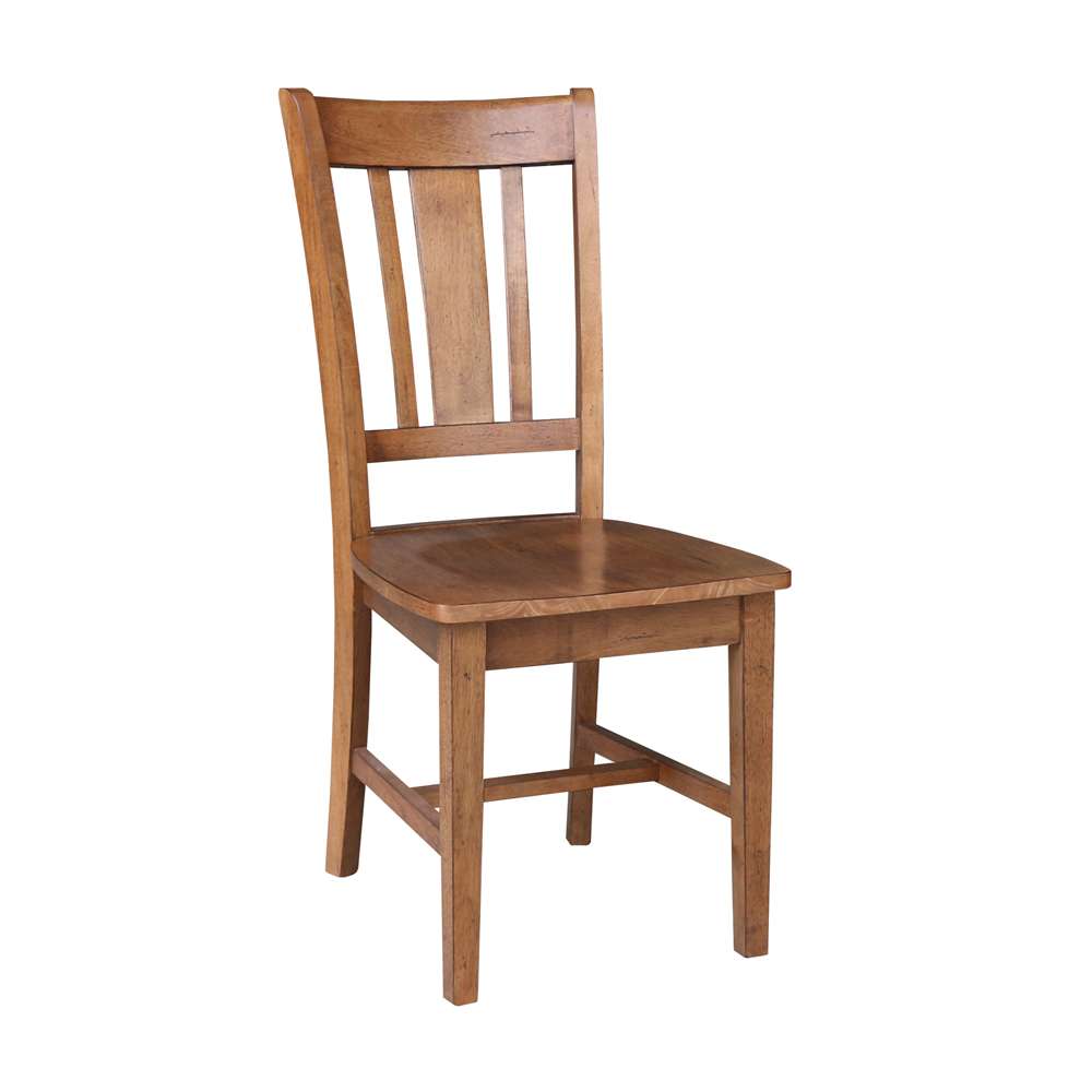 International Concepts (Set of 3 Pcs) -36in Round Top Ped Table with 2 San Remo Chairs in Distressed Oak Finish - K42-36RT-27B-C10-2 veiw 2