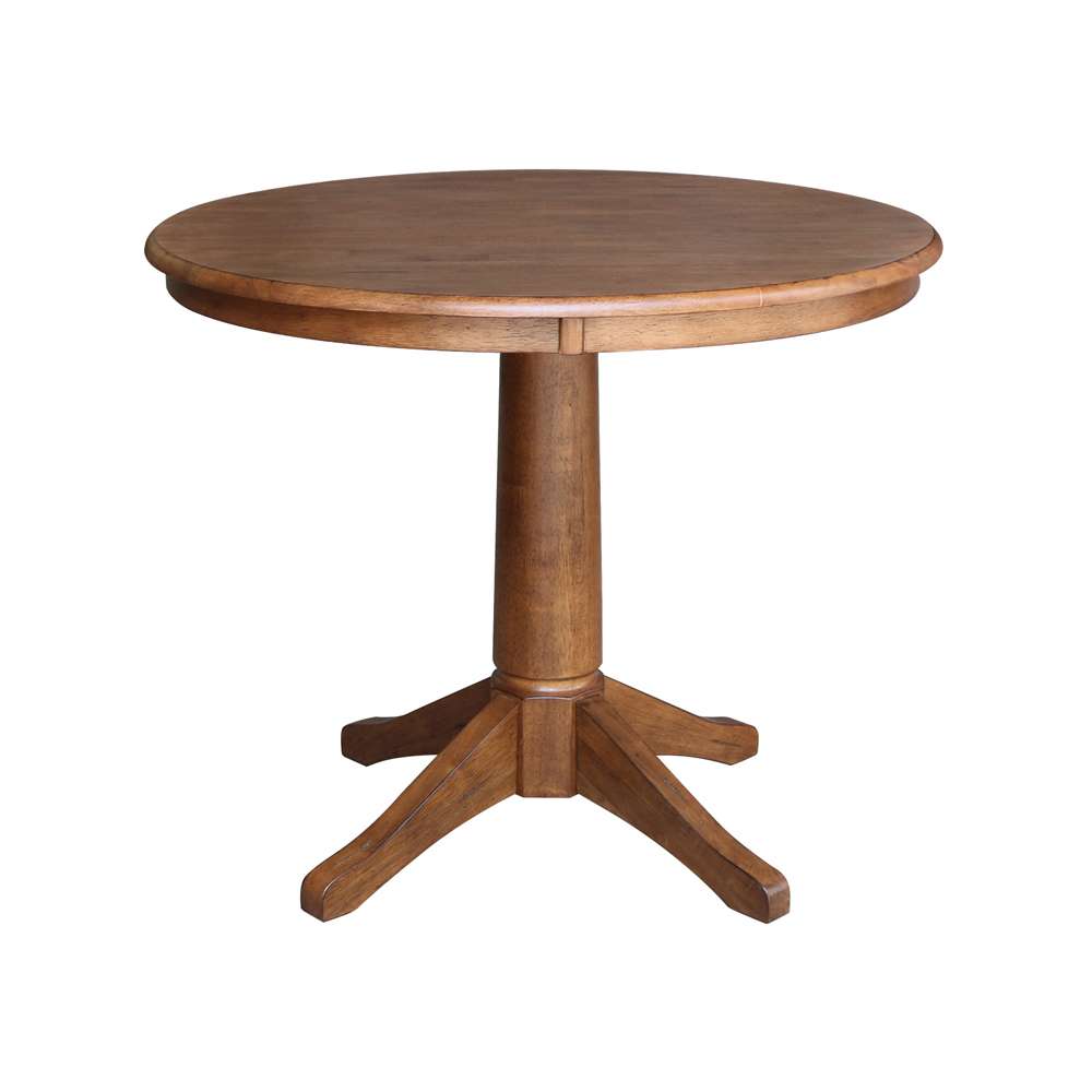 International Concepts (Set of 3 Pcs) -36in Round Top Ped Table with 2 San Remo Chairs in Distressed Oak Finish - K42-36RT-27B-C10-2 veiw 4