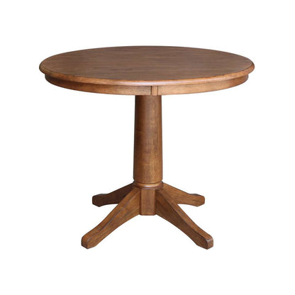 International Concepts (Set of 3 Pcs) -36in Round Top Ped Table with 2 San Remo Chairs in Distressed Oak Finish - K42-36RT-27B-C10-2 veiw 4
