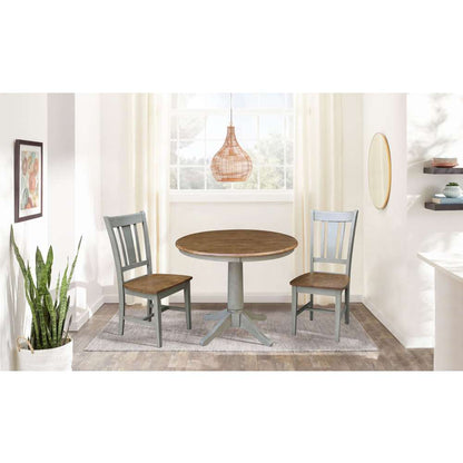 International Concepts (Set of 3 Pcs) -36in Round Top Ped Table with 2 San Remo Chairs in Hickory/Stone Finish - K41-36RT-27B-C10-2 veiw 3